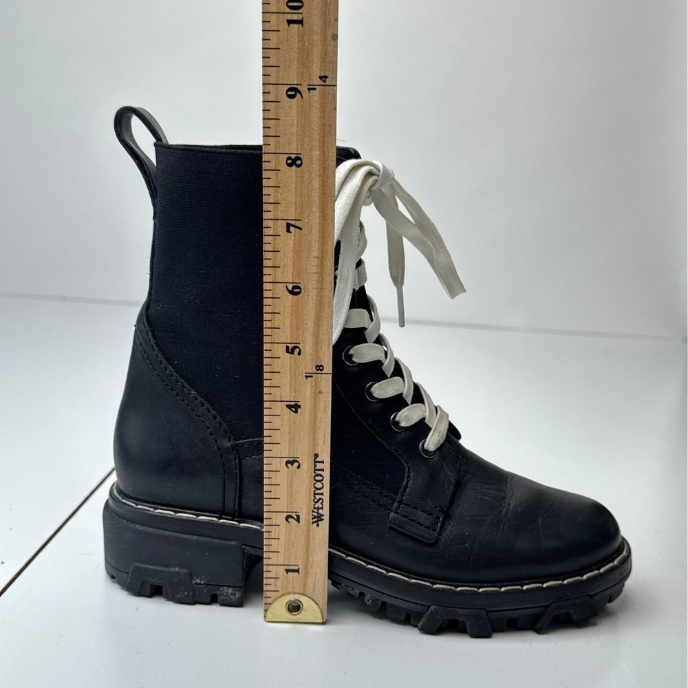 Rag & Bone Shiloh Black Leather Textile Combat Boots White Laces Lug‎ Sole - Picture 14 of 14